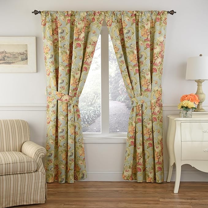Waverly-Spring-Bling-Modern-Farmhouse-Floral-Rod-Pocket-Back-Tabs-Curtains